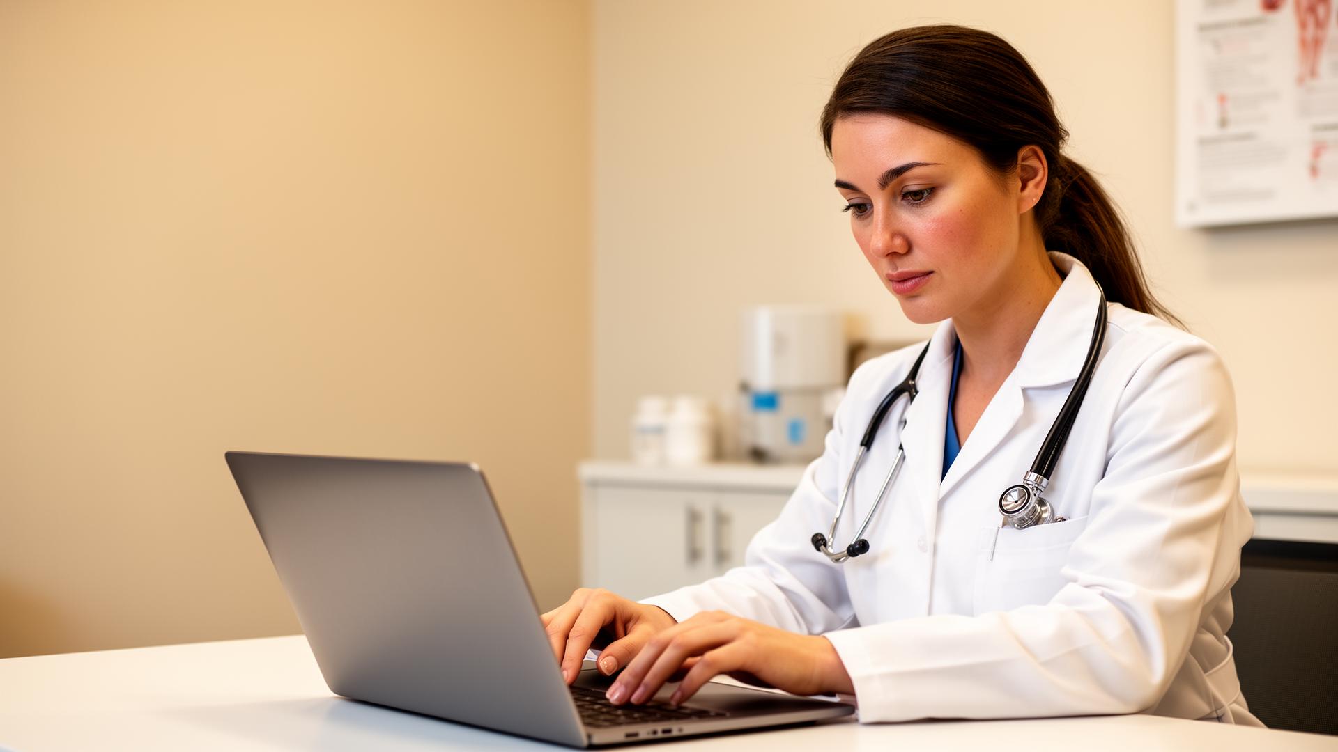 Healthcare provider reviewing patient data on clinical dashboard